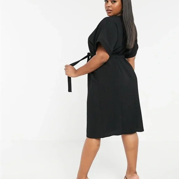 ASOS DESIGN Curve Wrap Midi Dress Olive Green Size US 14 / UK 18 - Picture 9 of 11